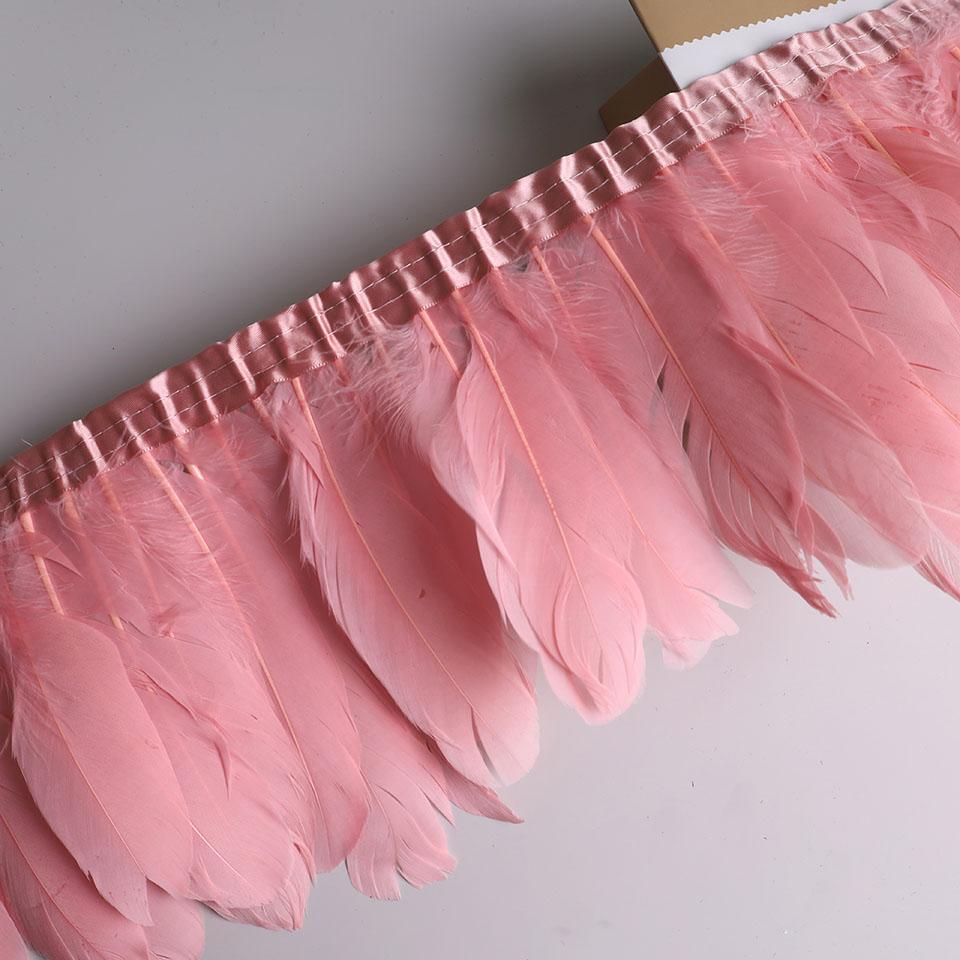 10Meters Goose Feather Fringe Ribbon Handicraft Accessories White Swan Feathers Trims Carnival Plumas Dress Decoration Wholesale