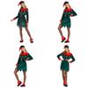 Halloween Cosplay Kostüm Set Damen Samt Weihnachtself Kostüm