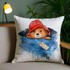 Cute P-Paddington Bear Pillow Case Anti-Dustmite Pillowcase Invisible Zipper Silky Short Plush Sofa Cushion Cover