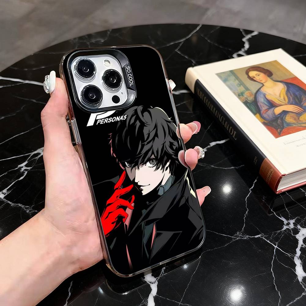 P-Persona 5 COOL Anime Phone Case For iPhone 17,16,15,14,13,12,11 Plus,Pro Max,XS,Colored Silver Plated Inside Cover