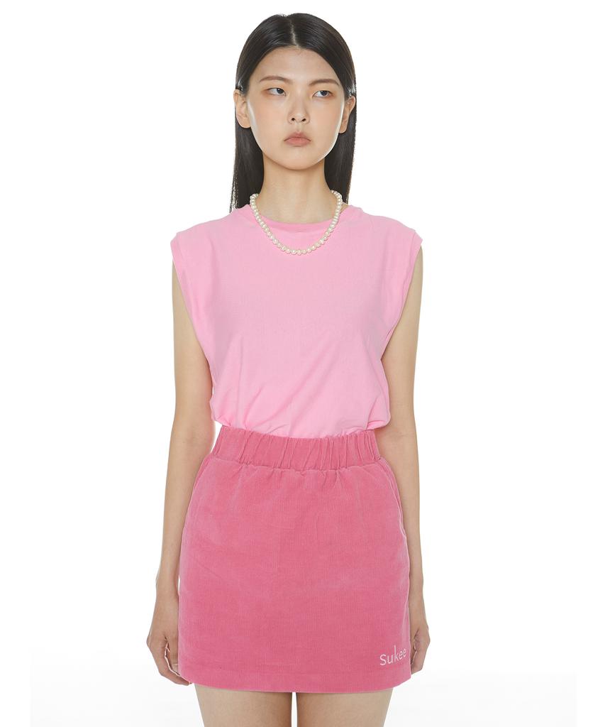 Suki Embroidered Logo Mini Corduroy Skirt (Raspberry)