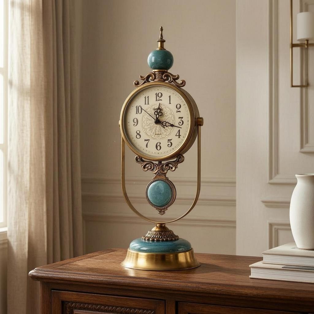 Vintage Mantel Timepiece Polished Finish Home Decor Gold-Tone for Desktop
