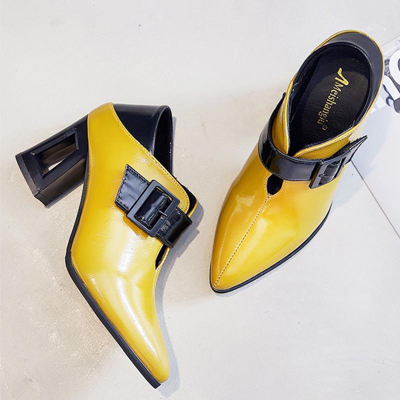 Fashion Women Chunky High Heel Single Shoes Pointed Toe Dual Purpose Shoes