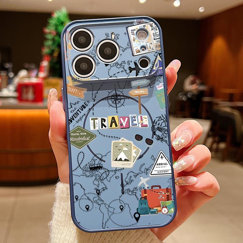 Travel Map Patterned Magnetic Phone Case For iPhone 17 Pro Max 16 15 14 13 Pro Max For Magsafe Wireless Charge TPU PC Back Cover