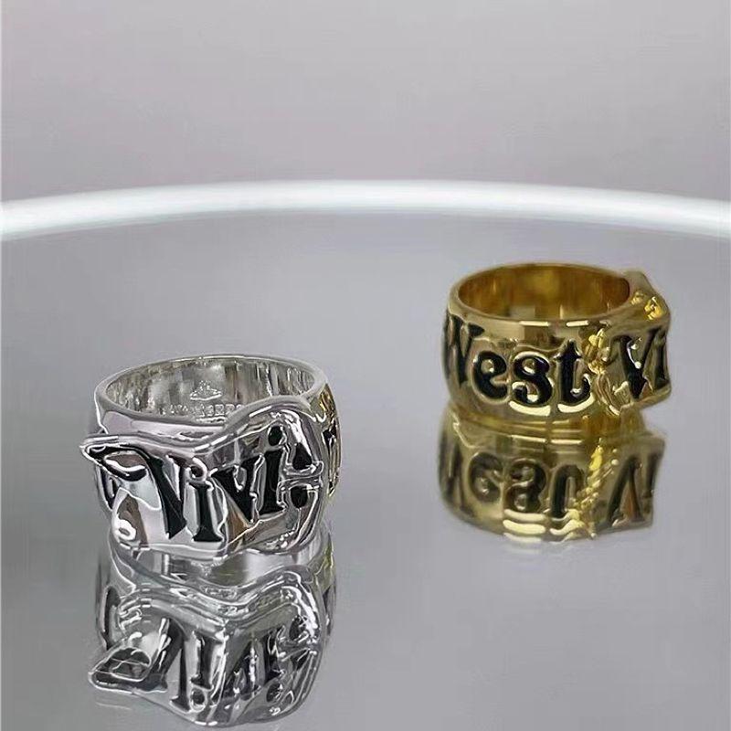 Gürtelschnallenring Nischendesign Klassisches LOGO Schwarz gefärbtes Metall Retro-Trend Punk Paar Hip-Hop-Stil Ins