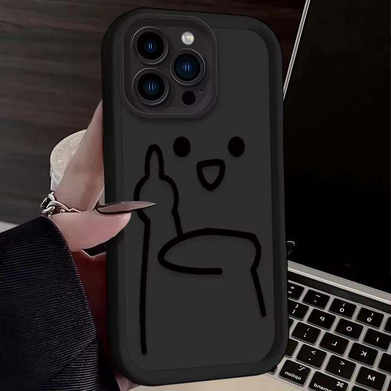 Cartoon Funny Despise Gesture Phone Case For iPhone 16 15 14 13 12 11 Pro Max XS Max XR 7 8 Plus Shockproof Silicone Back Cover