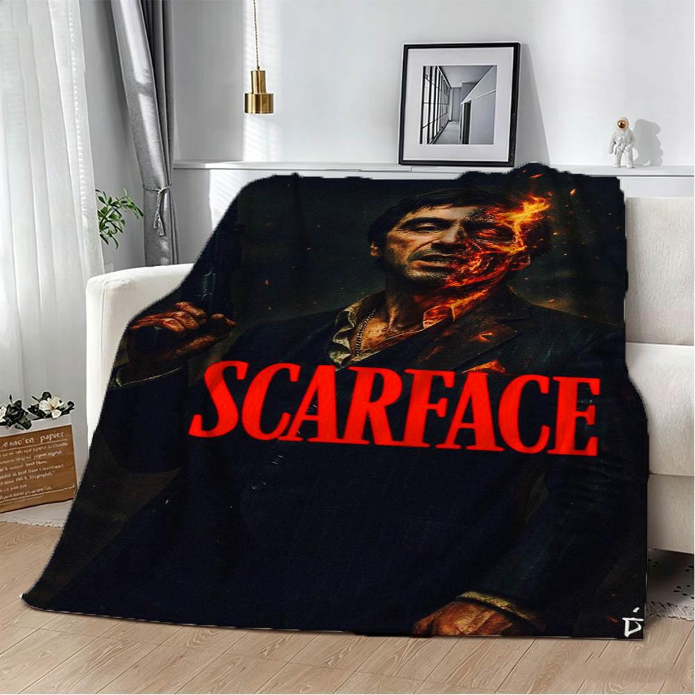 3D S-Scarface-S The World Is Yours Movie Flannel Blanket Soft Throw Blanket Art For Home Decor Bedroom Bed Sofa Picnic Fans Gift
