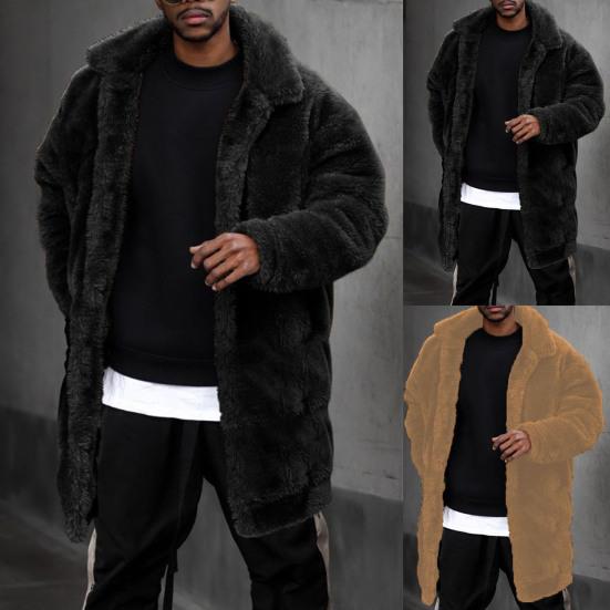Vinterjacka Enfärgad Plysch Förtjockad Varm Herrrock för Vardagsbruk
