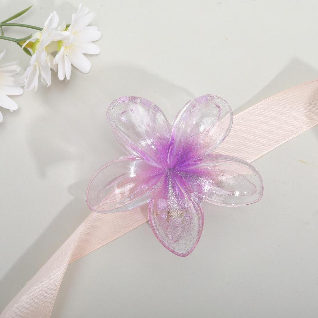 Frangipani Transparent Seaside Vacation Hair Clip - Bauhinia Shark Claw Updo Accessory