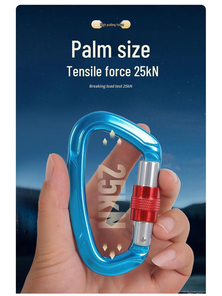 Outdoor Aluminum D-Shaped Lock: Camping, Hammock, Backpack, Rock Climbing, and Mountaineering Clip.