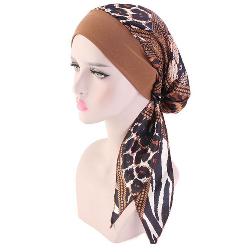 Neu Elastische Mode Turban Hut Druck Frauen Warme Winter Kopftuch Motorhaube Innere Hijabs Kappe Moslemisches Hijab