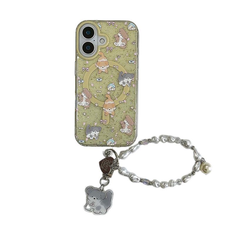 KT Cartoon Glitter Magnetic Phone Case for iPhone 17 Pro Max, 16 Pro, 15 Pro