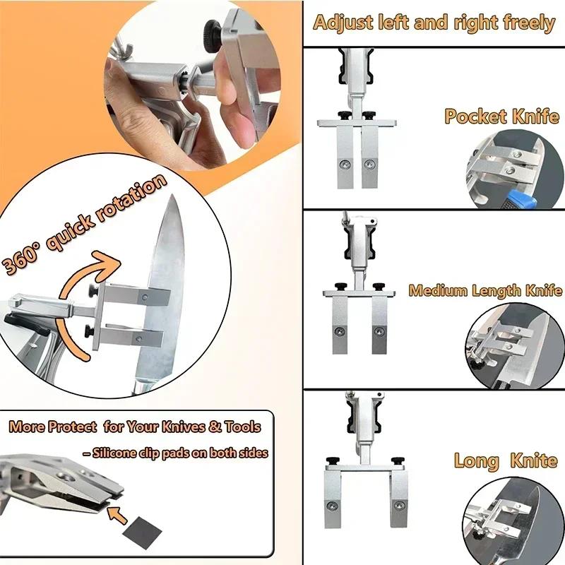 Ascuțitor de cuțite Ascuțitor cu unghi fix Piatră de ascuțit cu diamant cu rotire la 360 de grade Piatră de ascuțit Pastă de lustruit din piele