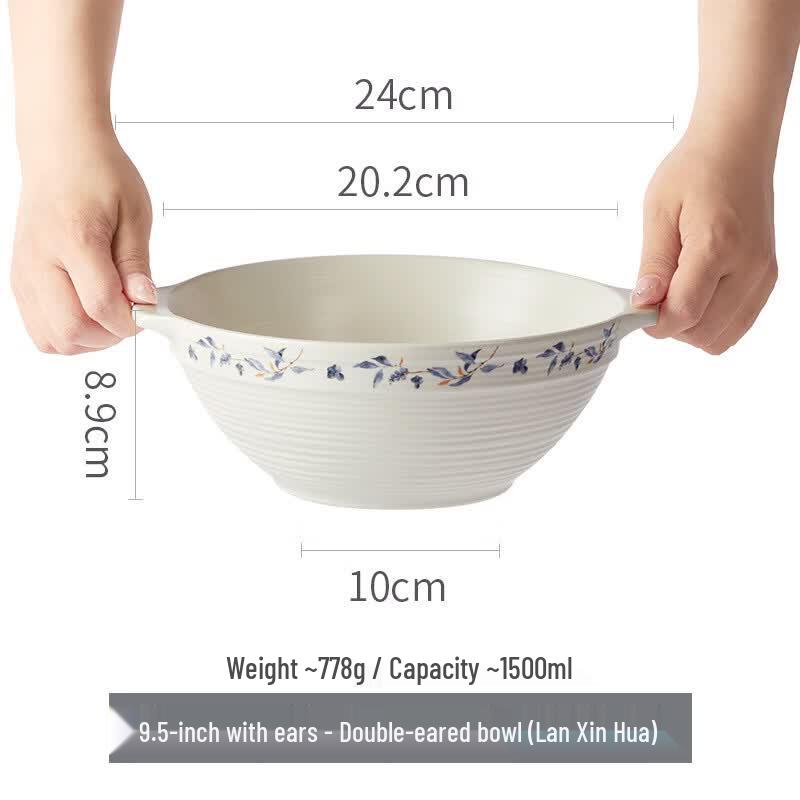 ZISIZ Ceramic Double-Handle Soup Bowl Set