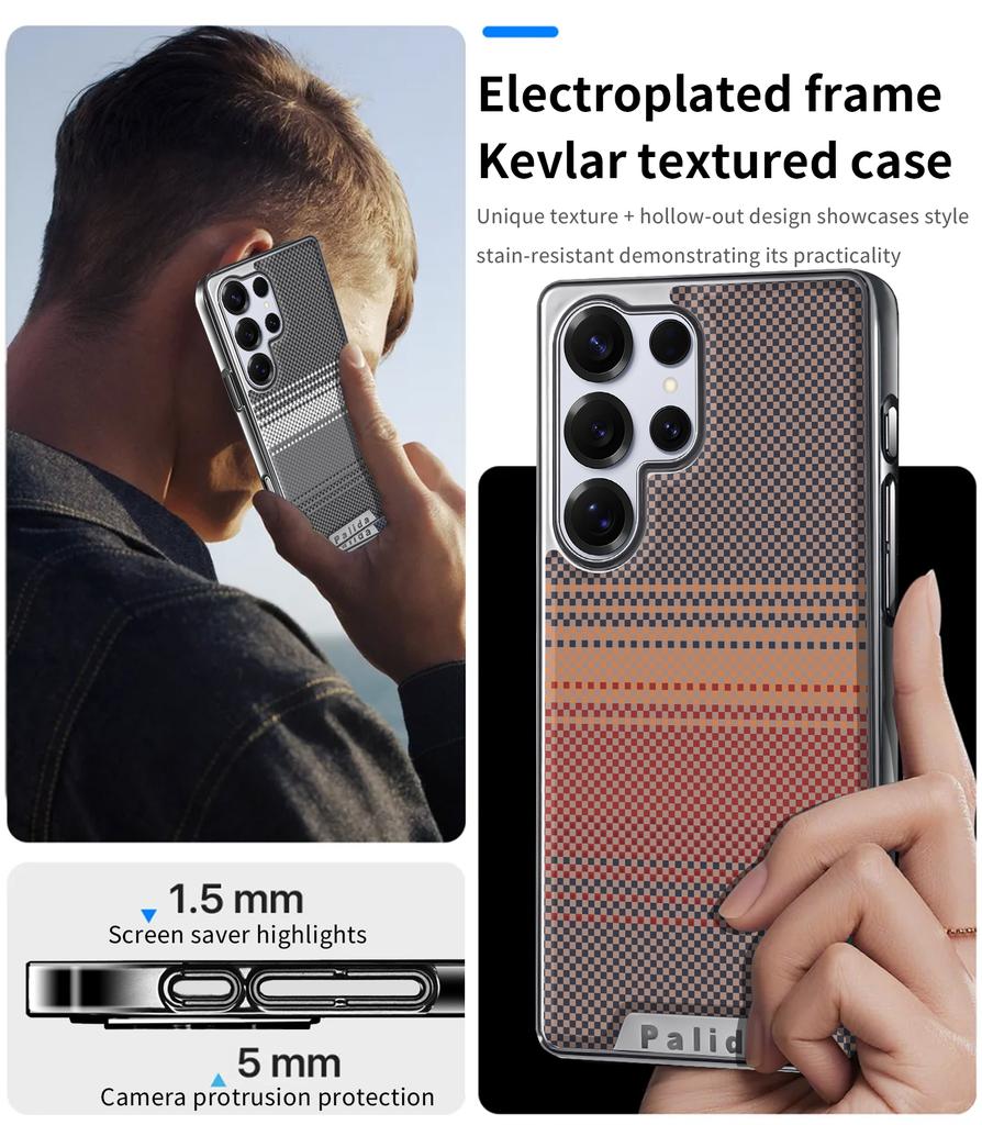 For Samsung Galaxy S25 S25 Ultra S24 S24 Ultra Electroplated Carbon Fiber Texture Magnetic Wireless Charging Phone Case