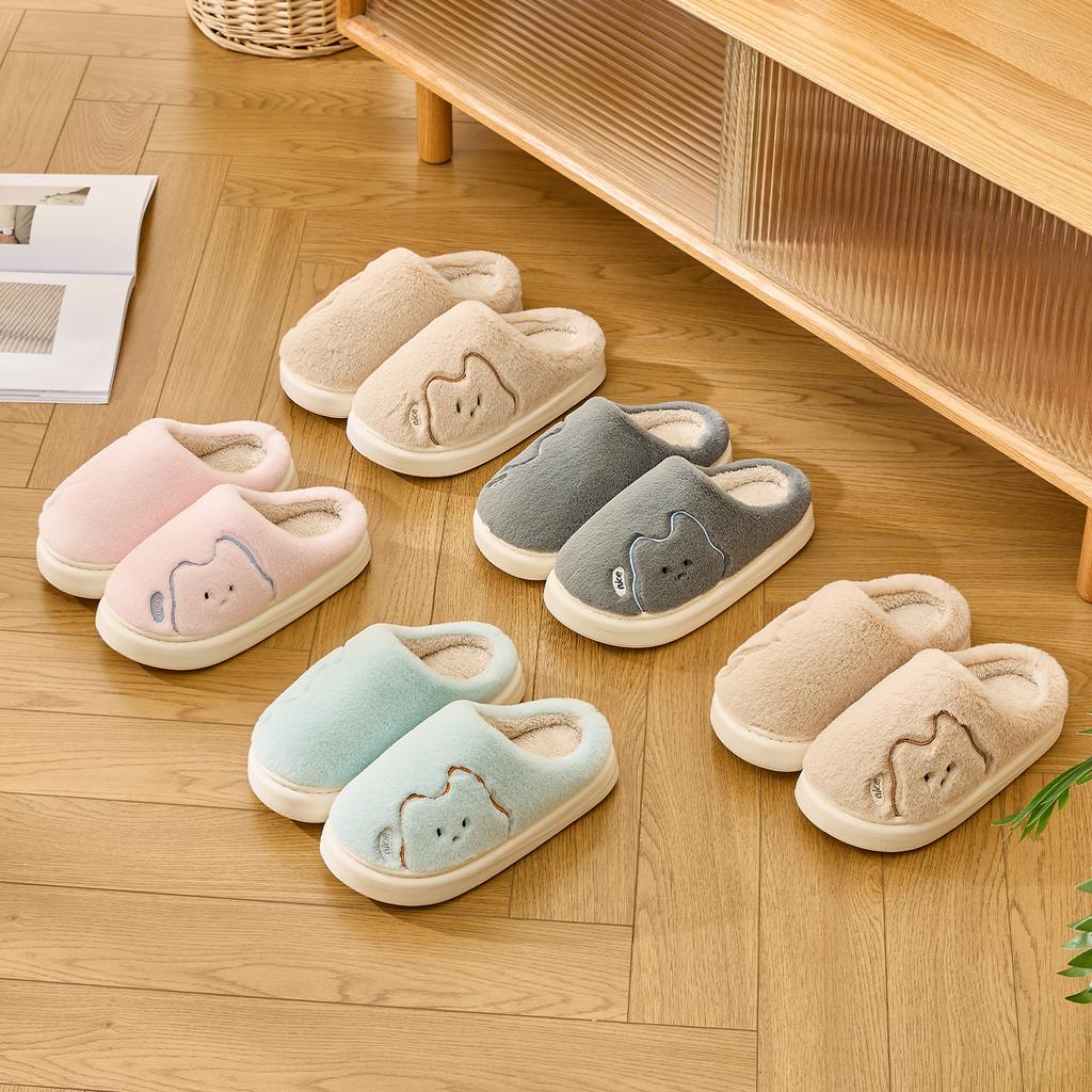 Cartoon Women Home Slippers Plush Warm Thick Bottom Slides Cute Soft Non-slip Slippers Indoor Outdoor Men Casual Slippers