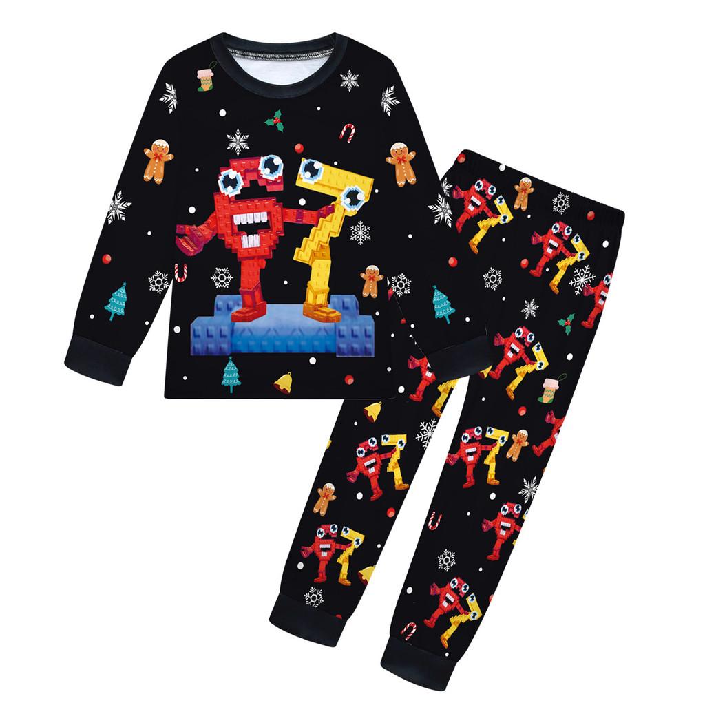 19703 Kinder Jungen Mädchen Steal a Brainrot 67 Six Seven Print Langarm T-Shirt Hose Pyjama Nachtwäsche Sets