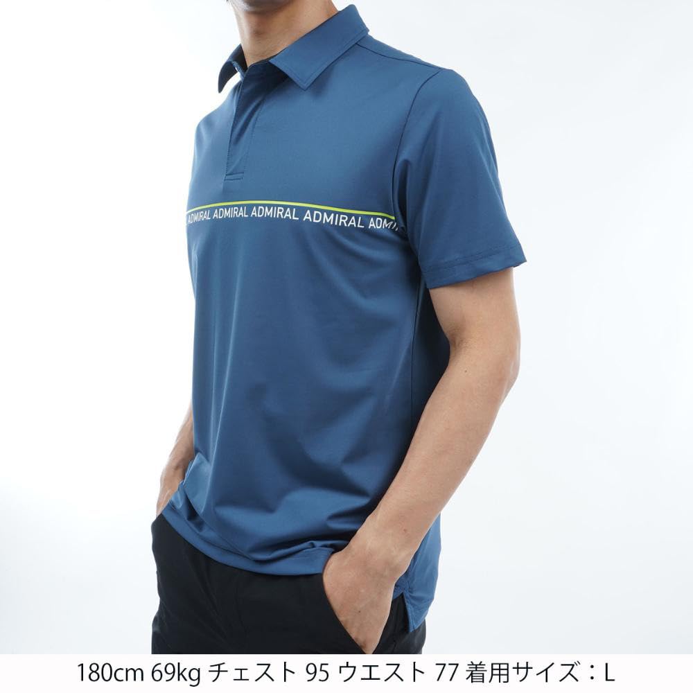 Admiral Golf Classic Line Logo Blue Gray Shirt, Men's,
