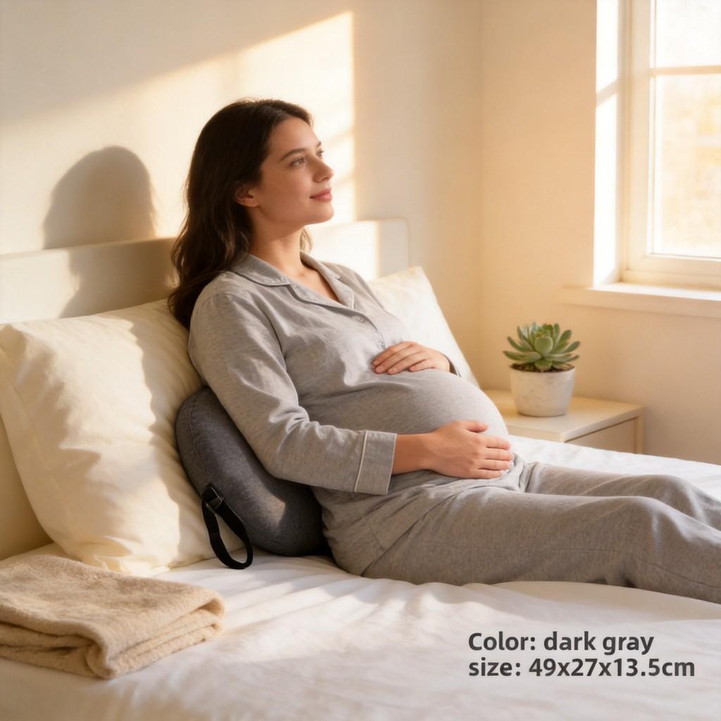 Memory Foam Lumbar Pillow For Pregnancy And Bed Support With Cotton Cover For Home And Car Use