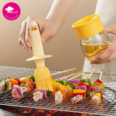 Oil Brush Oil Bottle Resistant High Temperature Glass Oil Bottle Home Silicone Brush Barbecue Brush Kitchen Pancake Tool