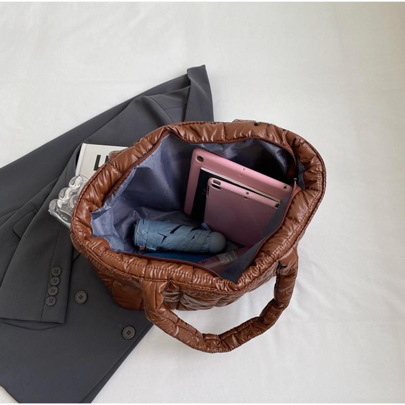 Winter-Umhängetasche für Mädchen, große Kapazität, glänzende Oberfläche, einfarbig, schlichter Stil, zum Einkaufen, Reisen, Arbeiten, Aufbewahrungstasche