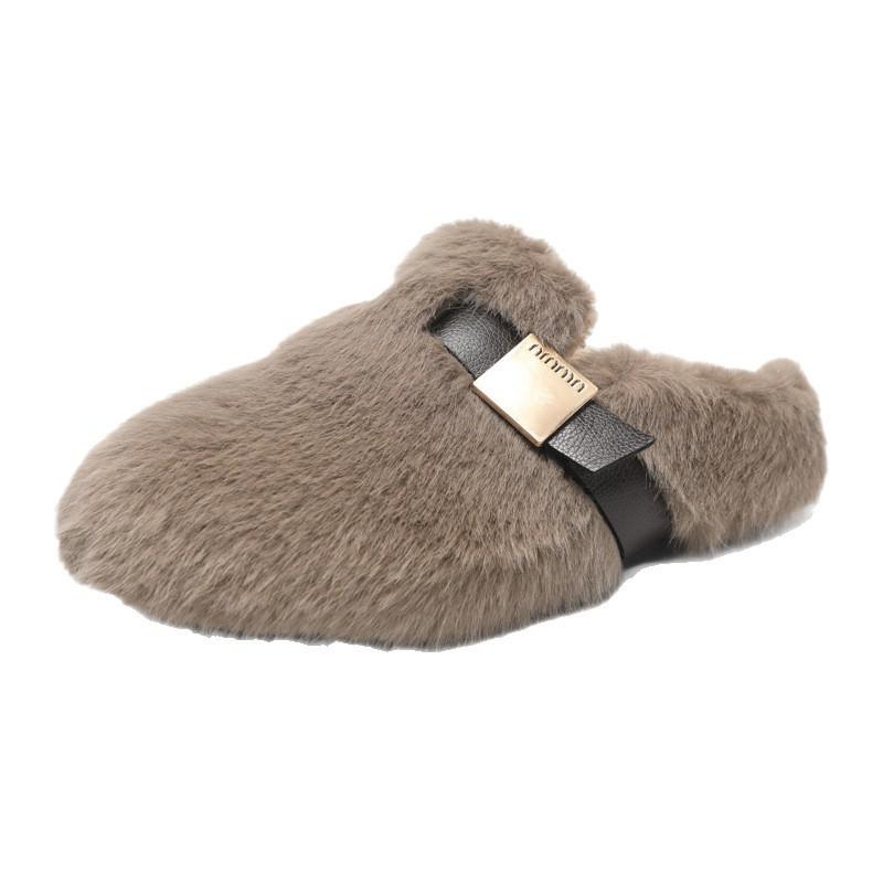 Mao Mao Slippers New Autumn and Winter New Bag Head Women's Slippers Plush Women's Shoes