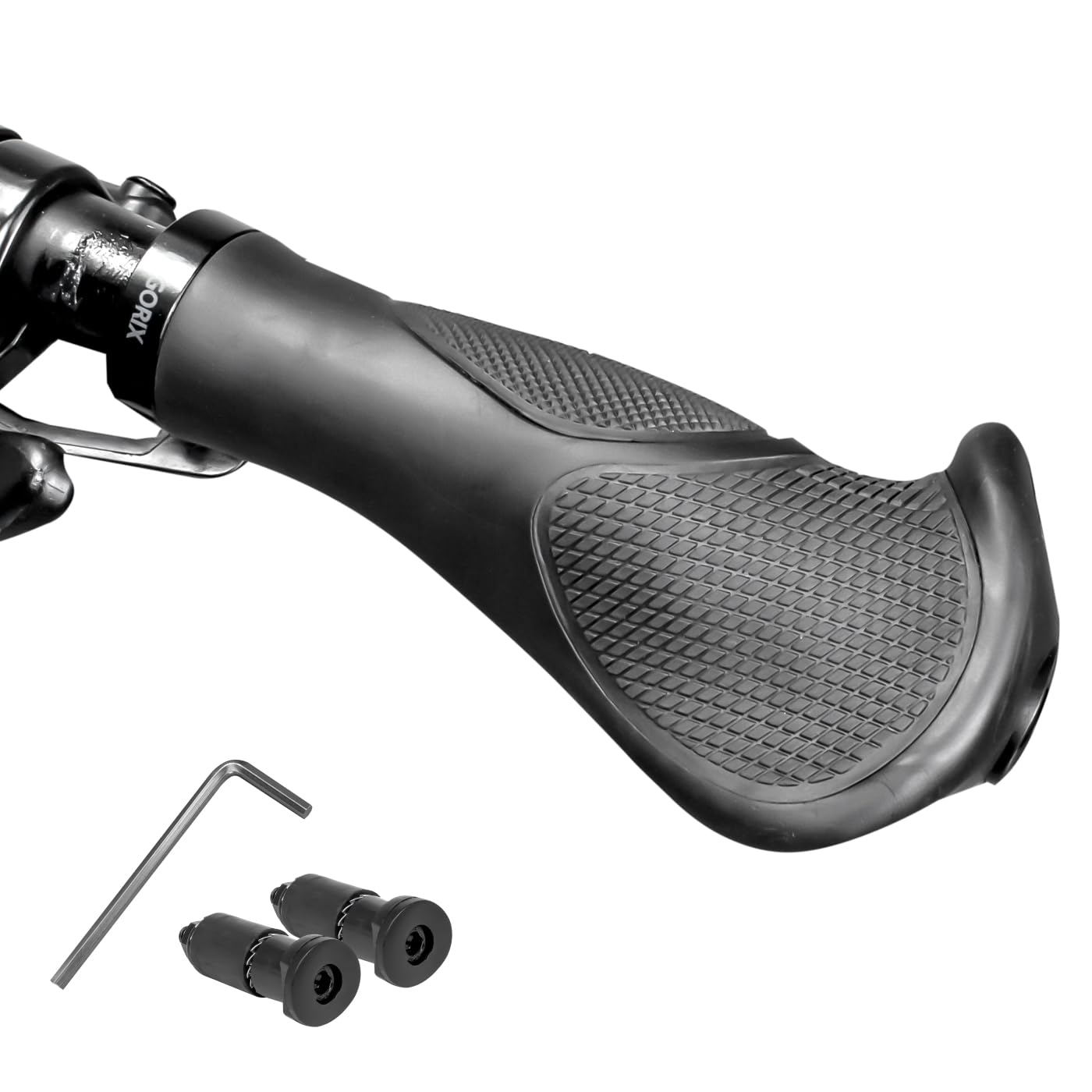 

GORIX Эргономичные велосипедные грипсы для кроссовых велосипедов и черные ручки руля с амортизацией и черные x для велосипедов и циклов MTB, (GQZ556), Lock-On