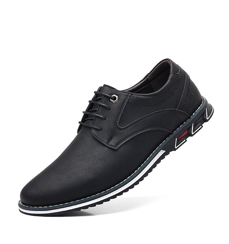 

2025 Cross-Border Plus Size Men s Fashion Lace-Up Leather Casual Shoes - Breathable and Stylish. 50 чёрный
