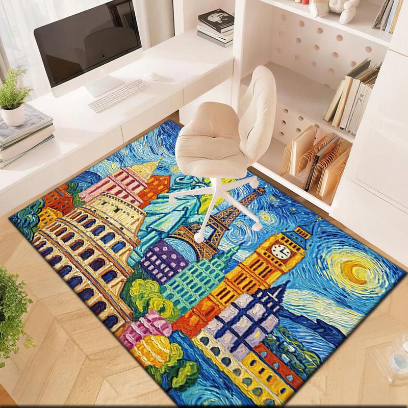 1pc Patriotic Theme Statue of Liberty Carpet Rug for Living Room Bedroom Home Sofa Decoration,Kids play Non-slip Floor Mat