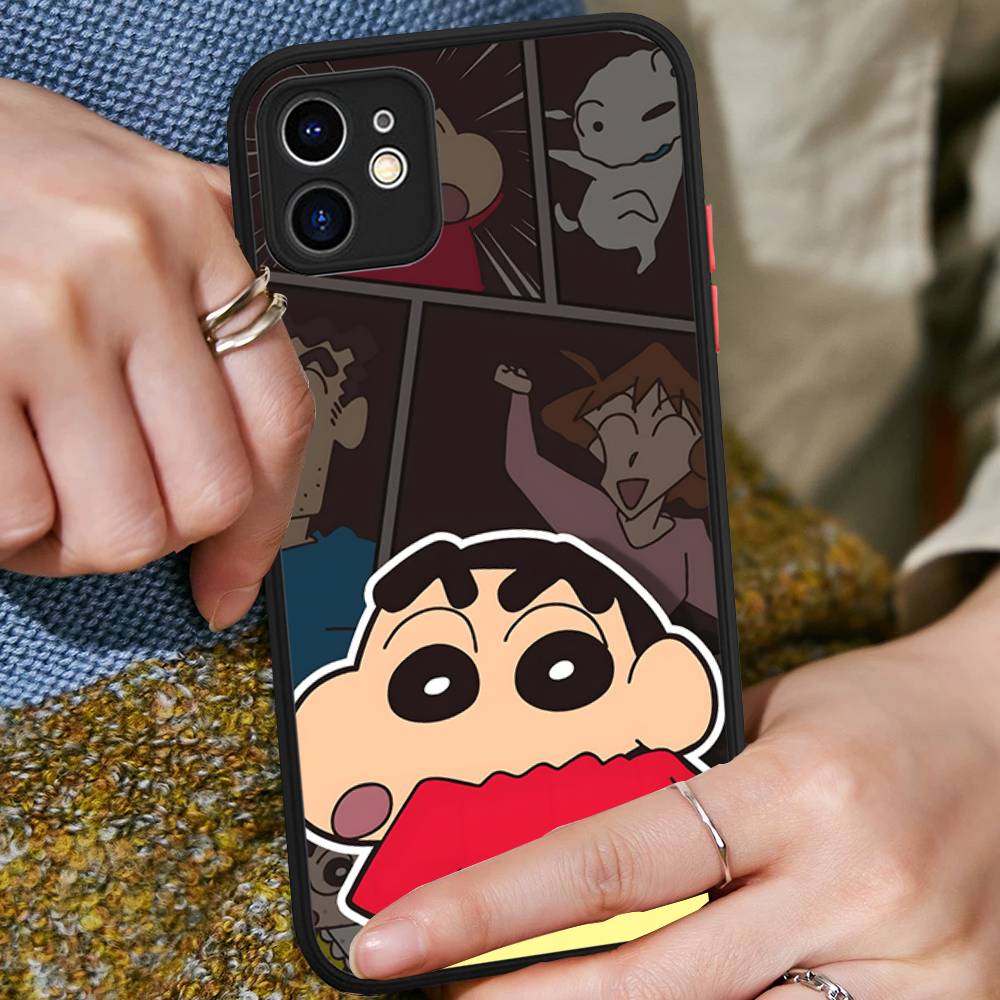 Anime Crayon Shin-Chan Matte Transparent Phone Cover For IPhone Case 16 15 14 13 12 11 Pro Max X XS Max Plus