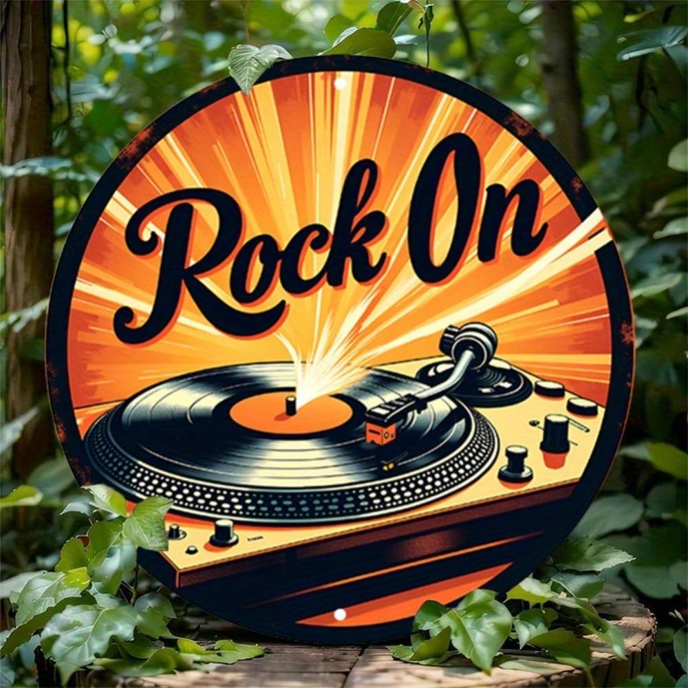 Vintage Record Player Metal Sign Retro Music Wall Art Decor