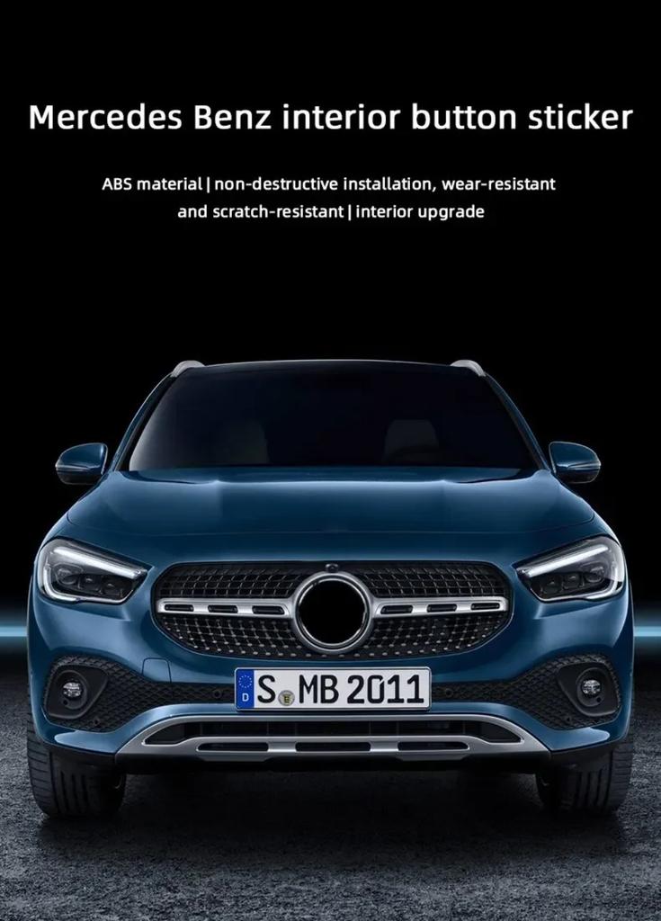Car Center Console CD Multimedia Buttons Decals Trim for Mercedes Benz A B Class GLA 250 CLA CLS GLE GLS W176 W246 X156 Stickers