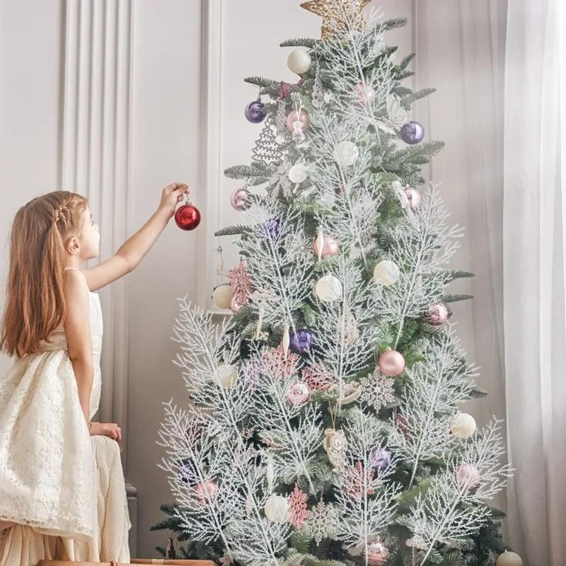 10/60PCS White Artificial Pine Needles DIY Wreath Christmas Tree Fake Plants Ornaments Home Garden New Year Party Decor Supply