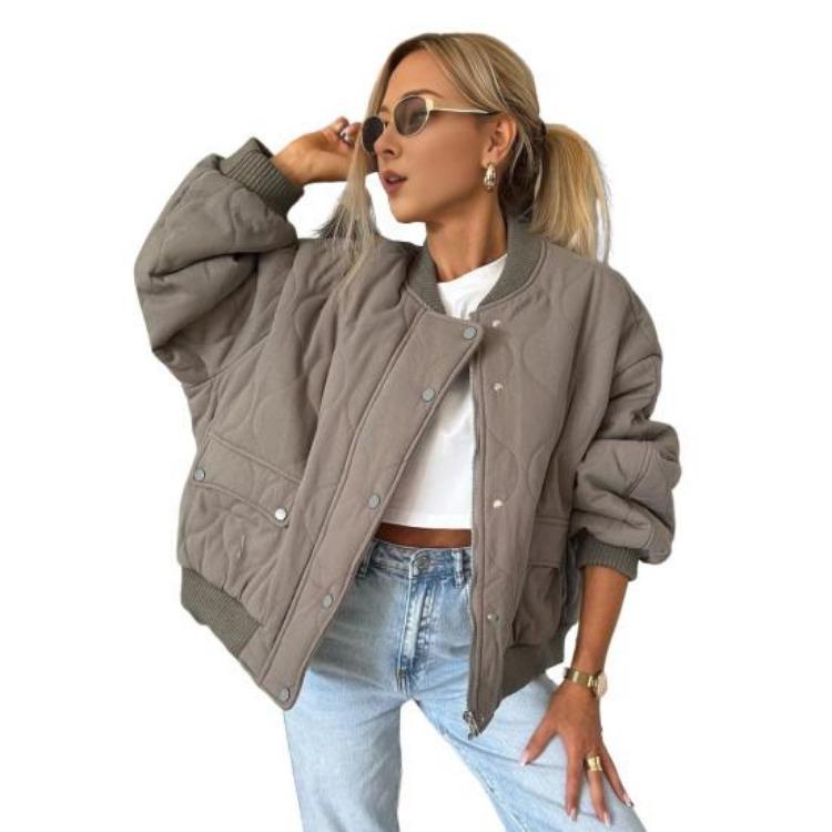 

Fall Winter Women Coat Loose Round Neck Daily Jacket Long Sleeves with Pockets Solid Color Outerwear Press Button Closure for School Travel XXL верблюд
