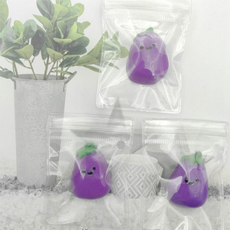 1 Piece Small Eggplant Squeeze Toys Funny Anti-Stress Stress Relief Prop For Kids Adults Gift