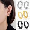 Crystal Zirconia Small Cartilage Hoop Earring Set Black Stainless Steel Round Male Piercing for Females Fashion Jewelry Trend