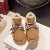 Fashion Women's Fashion Flat Snow Boots Winter New Round Head Suede Front Strap Non-slip Comfortable Thick Soled Cotton Shoes