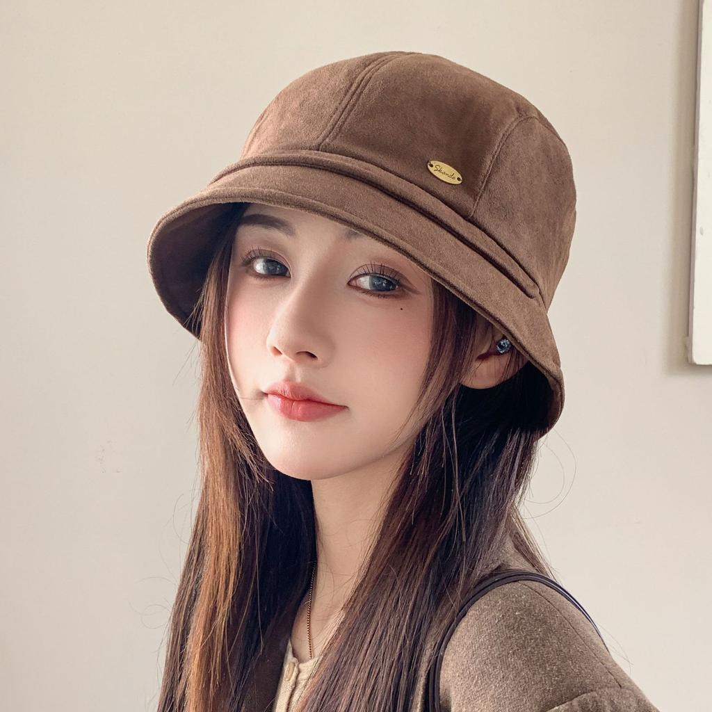 Bucket hat South Korea autumn and winter new hat women's fashion shows a small face, high-end simple hat autumn and winter basin hat fishing
