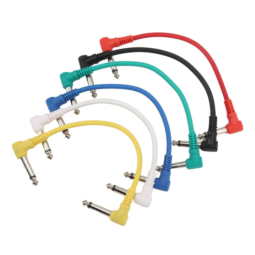 6Pcs Guitar Effect Cable Right Angle Universal Instrument Patch Cables for Pedals 6.35mm