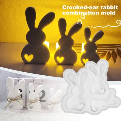 2 szt. Zgięte Uszy Króliki Zestaw Ozdób Dekoracyjna Forma Gipsowo-Cementowa Forma Silikonowa DIY