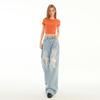Damen High Waist Ripped Spitze Straight-Leg Loose Jeans - Sommer 2025