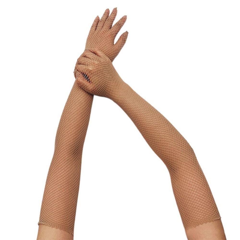 Full Finger Flash  Sunscreen Rhinestones Gloves Mesh Gloves Tulle Mittens Bridal Gloves