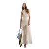 European and American Style Sleeveless Knitted Perspective Mesh Splicing Dress Women's Semi-turtleneck Hollow Design Temperament Versatile Long Dress
