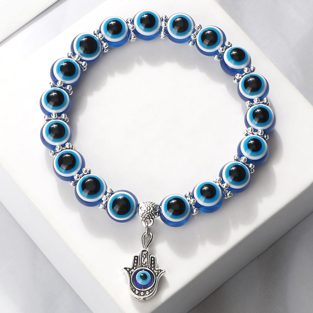 Bohemian evil eye bracelet, for men and women, negative energy beaded bracelet, elastic cord bracelet, handmade lucky jewelry