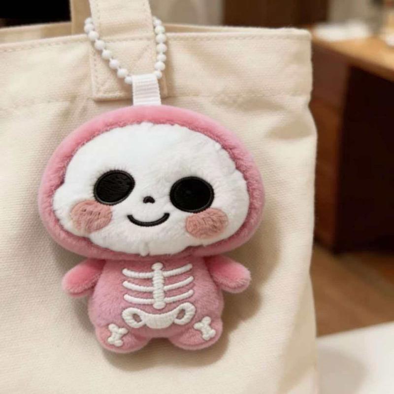 Cute Cartoon Skeleton Plush Doll Pendant Keychain Creative Backpack Accessory Home Decoration For Children Halloween Gifts