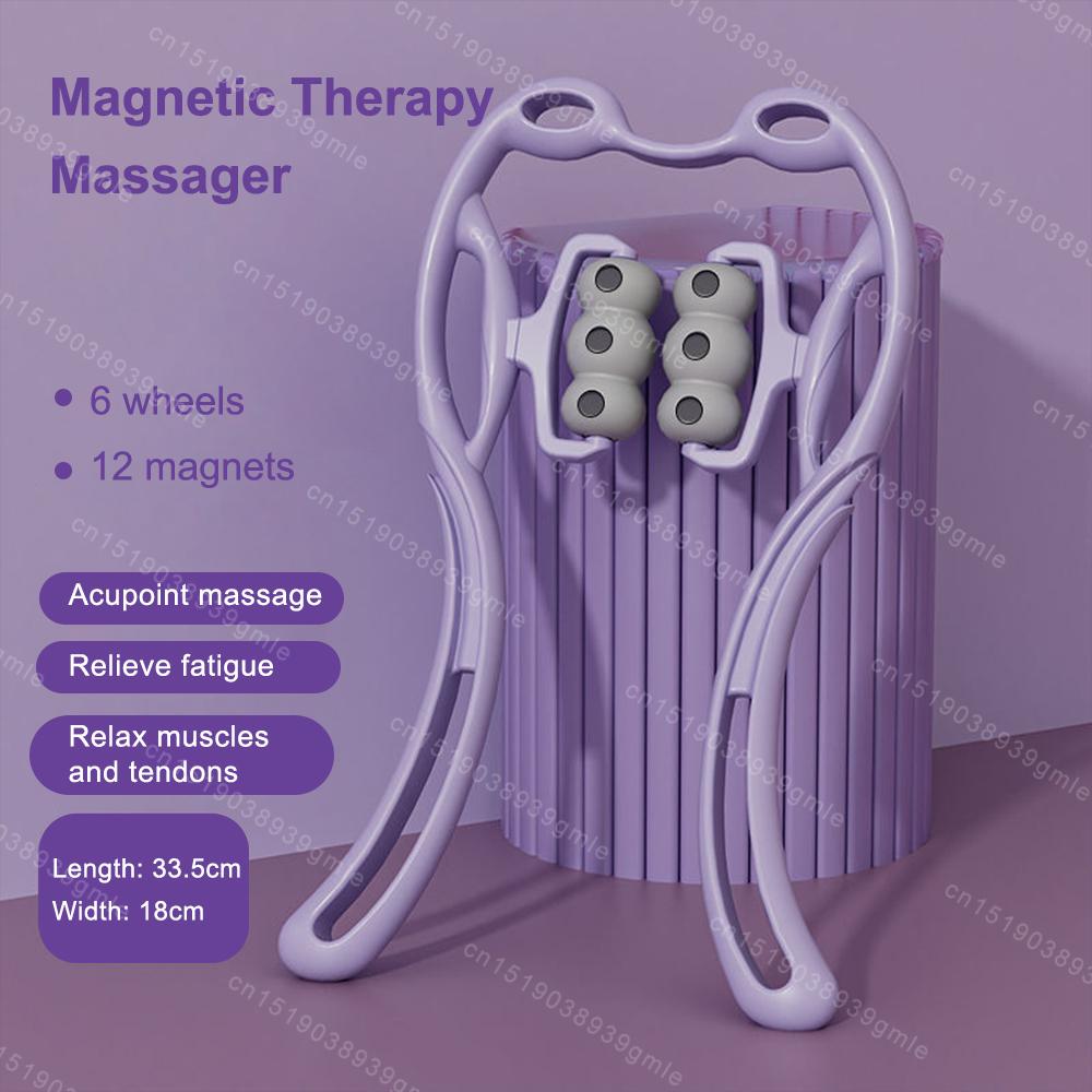 12 Magnetic Cervical Massager Neck Booster Hand-Held Physiotherapy Massage Roller Relax Muscles and Tendons Lengthen Leg Lines