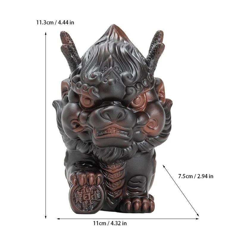 Ceramic Fortune Kylin Statue -Chinese Mythological Kylin Sculpture -Home Office desktop mascot Best Selling Feng Shui Ornament