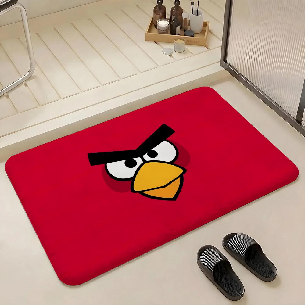 A-Angry Birds Game Floor Mat Eco Flannel Doormat Non-Slip Odorless Indoor Soft Short Plush Floor Rug