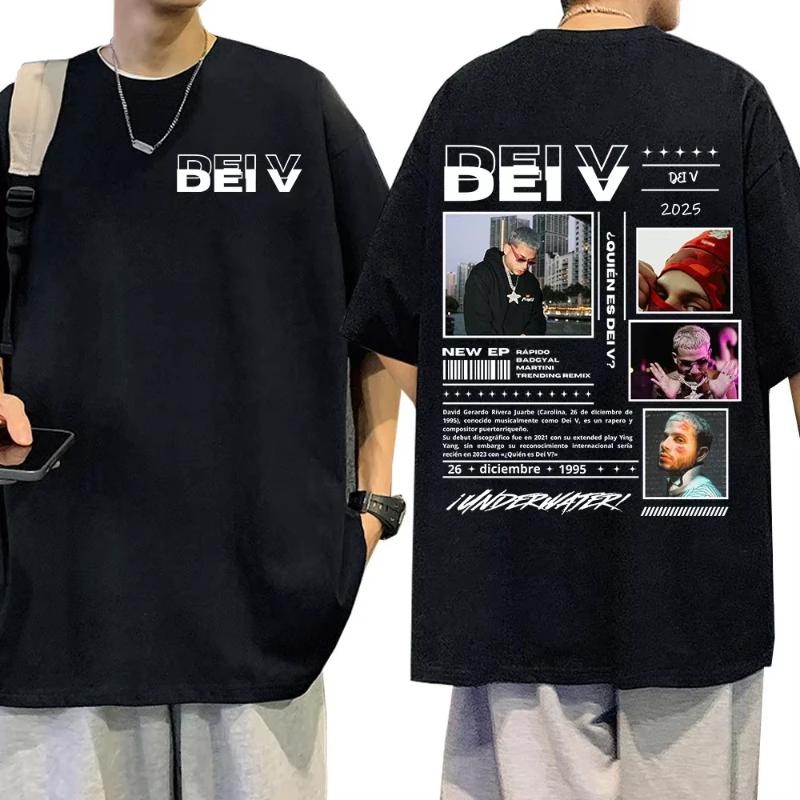 Custom Rapper Dei V Quien Es Dei V Tour 2025 Tshirts Unisex Unisex Vintage Hip Hop Music Tshirt Unisex ONeck Oversized T Shirt