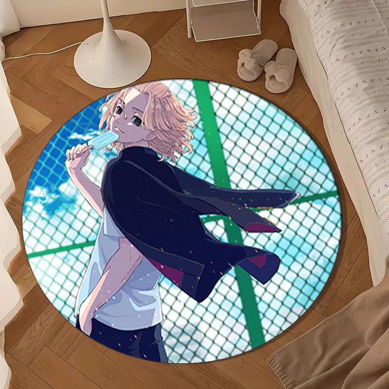 Tokyo Anime Round Rug for Livingroom,Bedroom, Palyroom, Chair Rug, Area Rug, Circle Carpet, Large Size Fan Christmas Gift
